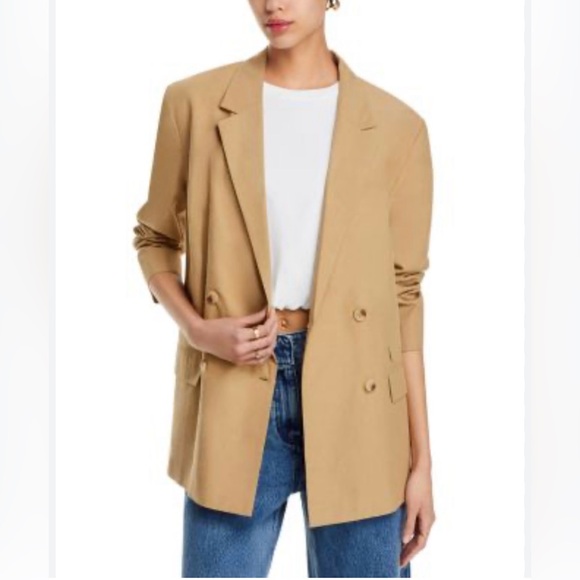 FRENCH CONNECTION Alania Double Breasted Blazer Tan Size 0 NWT $158 - Picture 1 of 9